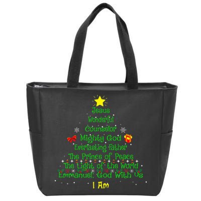 Christian Christmas Lover Bible Names of Jesus Tree Zip Tote Bag