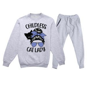 Childless Cat Lady Messy Bun Premium Crewneck Sweatsuit Set