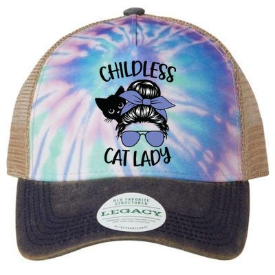 Childless Cat Lady Messy Bun Legacy Tie Dye Trucker Hat