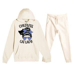 Childless Cat Lady Messy Bun Premium Hooded Sweatsuit Set