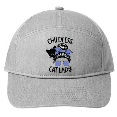 Childless Cat Lady Messy Bun 7-Panel Snapback Hat