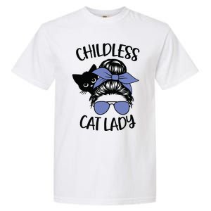 Childless Cat Lady Messy Bun Garment-Dyed Heavyweight T-Shirt