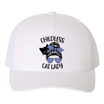 Childless Cat Lady Messy Bun Yupoong Adult 5-Panel Trucker Hat