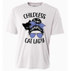 Childless Cat Lady Messy Bun Cooling Performance Crew T-Shirt