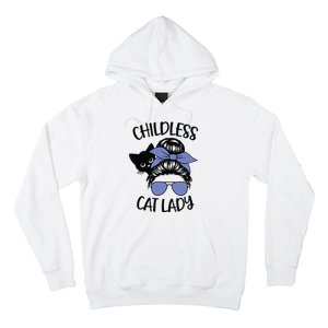 Childless Cat Lady Messy Bun Hoodie