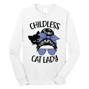 Childless Cat Lady Messy Bun Long Sleeve Shirt