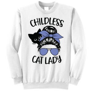 Childless Cat Lady Messy Bun Sweatshirt