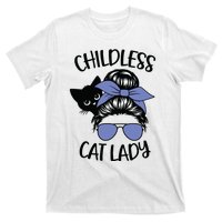 Childless Cat Lady Messy Bun T-Shirt