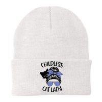 Childless Cat Lady Messy Bun Knit Cap Winter Beanie