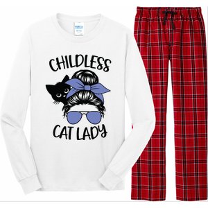 Childless Cat Lady Messy Bun Long Sleeve Pajama Set