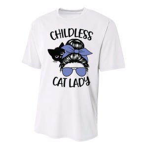 Childless Cat Lady Messy Bun Performance Sprint T-Shirt