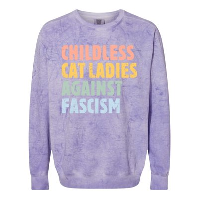 Childless Cat Ladies Against Fascism Kamala Harris 2024 Colorblast Crewneck Sweatshirt