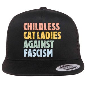 Childless Cat Ladies Against Fascism Kamala Harris 2024 Flat Bill Trucker Hat