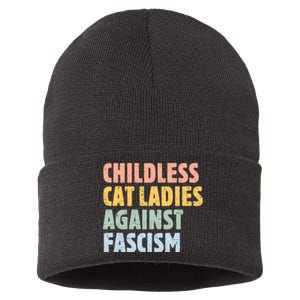 Childless Cat Ladies Against Fascism Kamala Harris 2024 Sustainable Knit Beanie