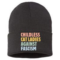 Childless Cat Ladies Against Fascism Kamala Harris 2024 Sustainable Knit Beanie