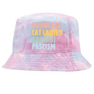 Childless Cat Ladies Against Fascism Kamala Harris 2024 Tie-Dyed Bucket Hat