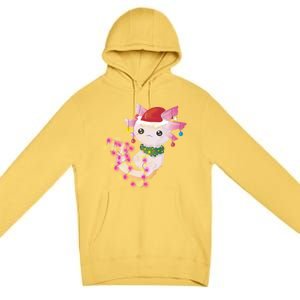 Cute Christmas Lights Axolotl Premium Pullover Hoodie