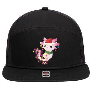 Cute Christmas Lights Axolotl 7 Panel Mesh Trucker Snapback Hat