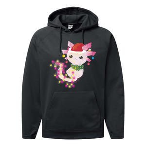 Cute Christmas Lights Axolotl Performance Fleece Hoodie