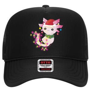 Cute Christmas Lights Axolotl High Crown Mesh Back Trucker Hat