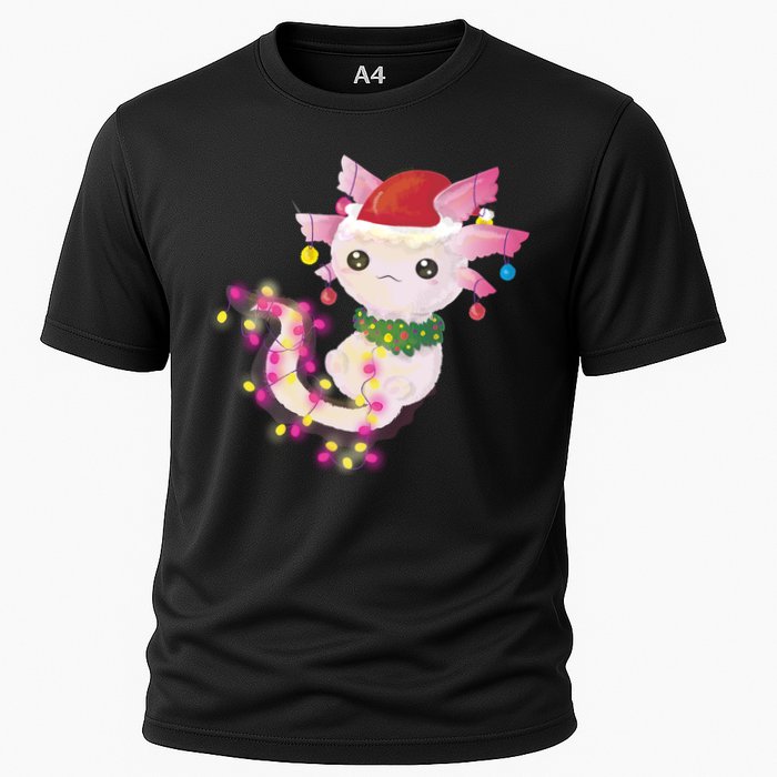 Cute Christmas Lights Axolotl Cooling Performance Crew T-Shirt
