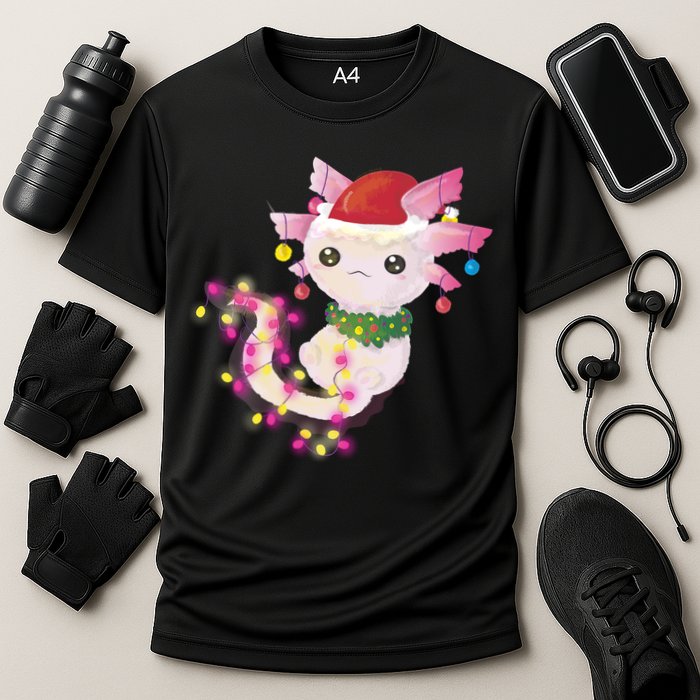Cute Christmas Lights Axolotl Cooling Performance Crew T-Shirt