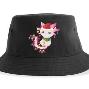 Cute Christmas Lights Axolotl Sustainable Bucket Hat