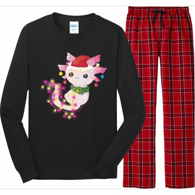 Cute Christmas Lights Axolotl Long Sleeve Pajama Set