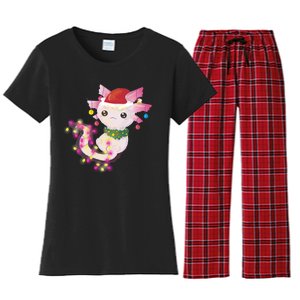 Cute Christmas Lights Axolotl Women's Flannel Pajama Set