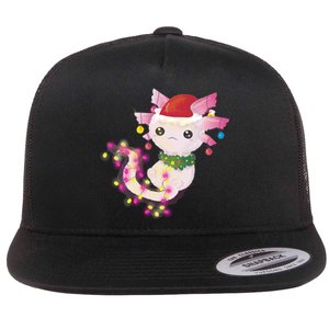 Cute Christmas Lights Axolotl Flat Bill Trucker Hat