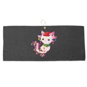 Cute Christmas Lights Axolotl Large Microfiber Waffle Golf Towel