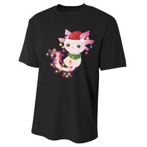 Cute Christmas Lights Axolotl Performance Sprint T-Shirt