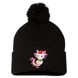 Cute Christmas Lights Axolotl Pom Pom 12in Knit Beanie