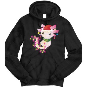 Cute Christmas Lights Axolotl Tie Dye Hoodie