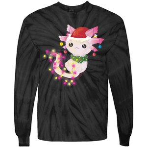 Cute Christmas Lights Axolotl Tie-Dye Long Sleeve Shirt