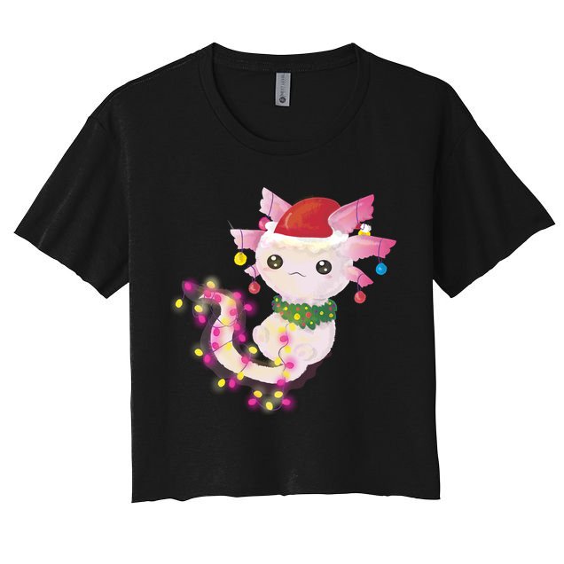Cute Christmas Lights Axolotl Women's Crop Top Tee