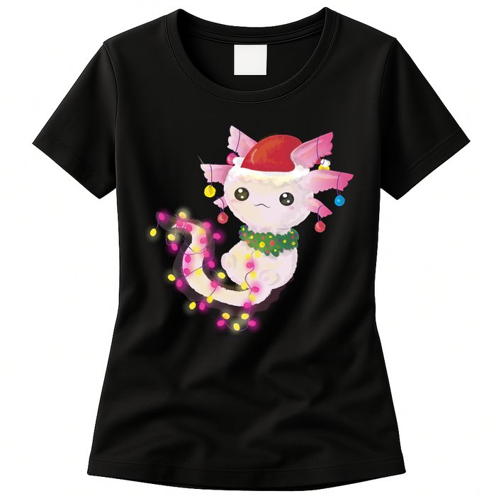 Cute Christmas Lights Axolotl Womens T-Shirt