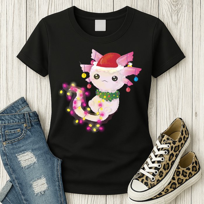 Cute Christmas Lights Axolotl Womens T-Shirt