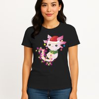 Cute Christmas Lights Axolotl Womens T-Shirt