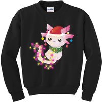 Cute Christmas Lights Axolotl Kids Sweatshirt