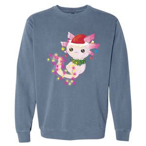 Cute Christmas Lights Axolotl Garment-Dyed Sweatshirt