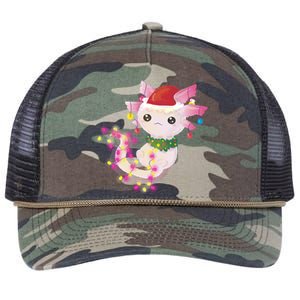 Cute Christmas Lights Axolotl Retro Rope Trucker Hat Cap