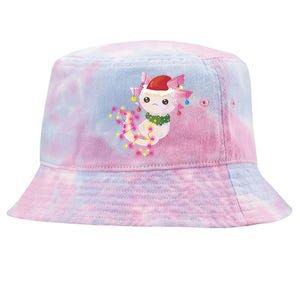 Cute Christmas Lights Axolotl Tie-Dyed Bucket Hat