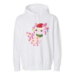 Cute Christmas Lights Axolotl Garment-Dyed Fleece Hoodie