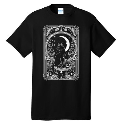 Cute Cat Lover Moon Tarot Card Cat Tarot Card Crescet Moon Tall T-Shirt