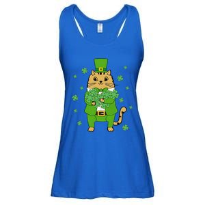 Cute Cat Leprechaun Lucky Shamrock Clover St Patrick's Day Cool Gift Ladies Essential Flowy Tank