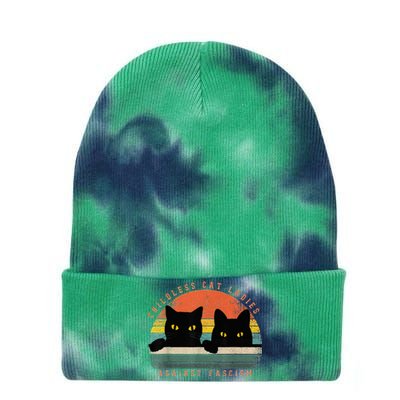 Childless Cat Ladies Against Fascism Tie Dye 12in Knit Beanie