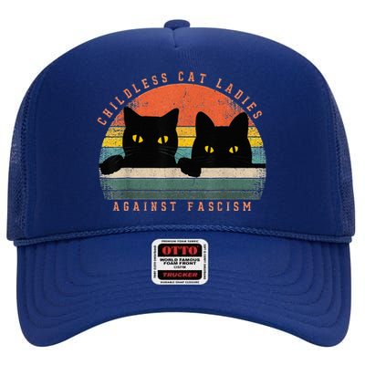 Childless Cat Ladies Against Fascism High Crown Mesh Back Trucker Hat