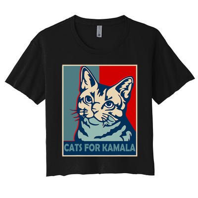 Childless Cat Lady Is Voting Kamala Harris President 2024 Women's Crop Top Tee