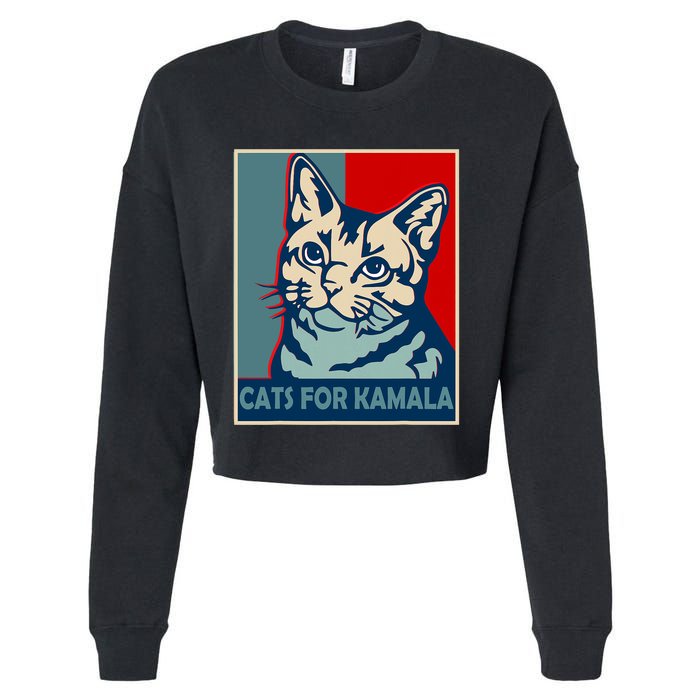 Childless Cat Lady Is Voting Kamala Harris President 2024 Cropped Pullover Crew